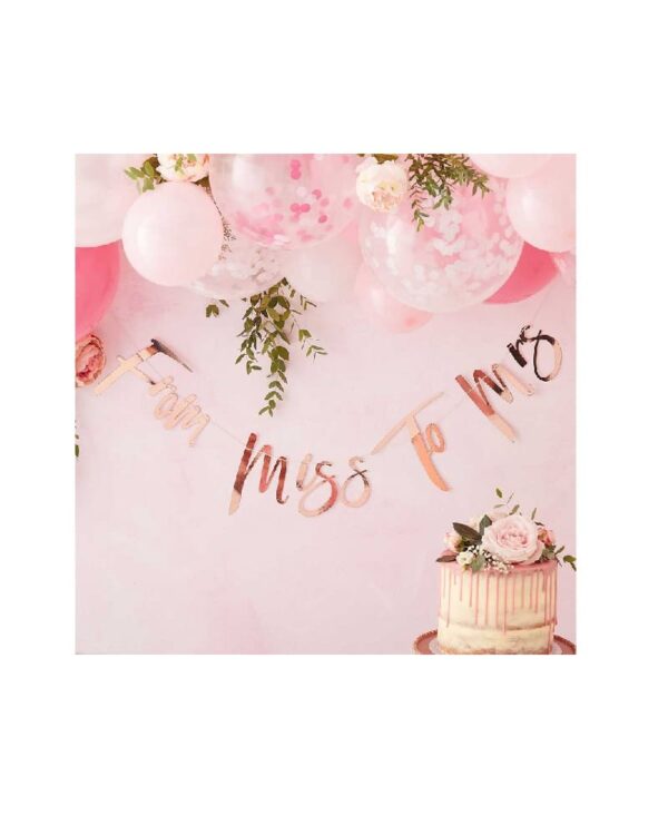 Miss To Mrs Rose Gold Hen Party Bunting