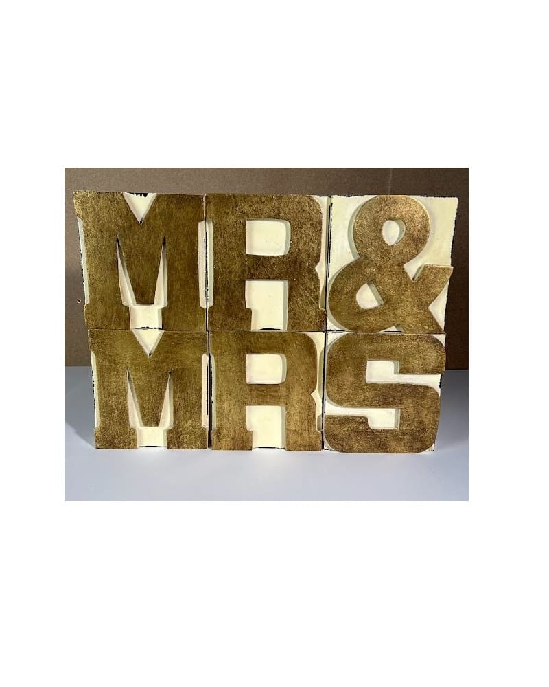 Mr & Mrs - Gold Block Set