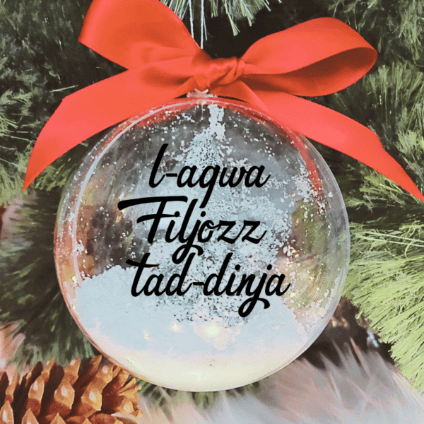 L-Aqwa Filjozz tad-Dinja - 10cm Acrylic Bauble
