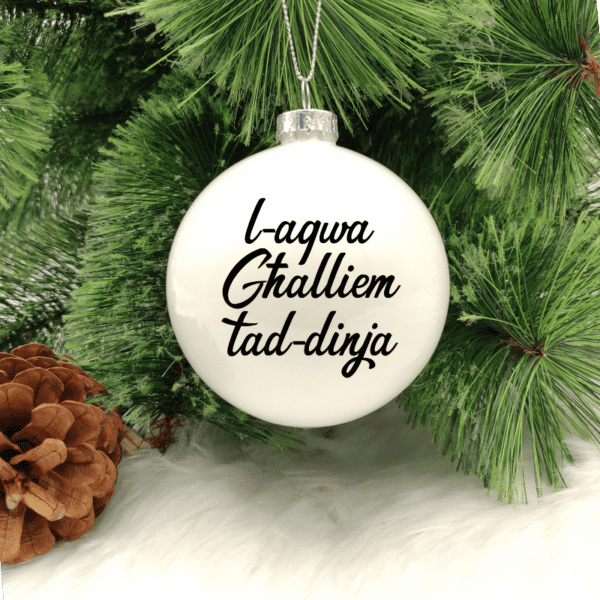 L-Aqwa Għalliem tad-Dinja - 8cm Glass Bauble