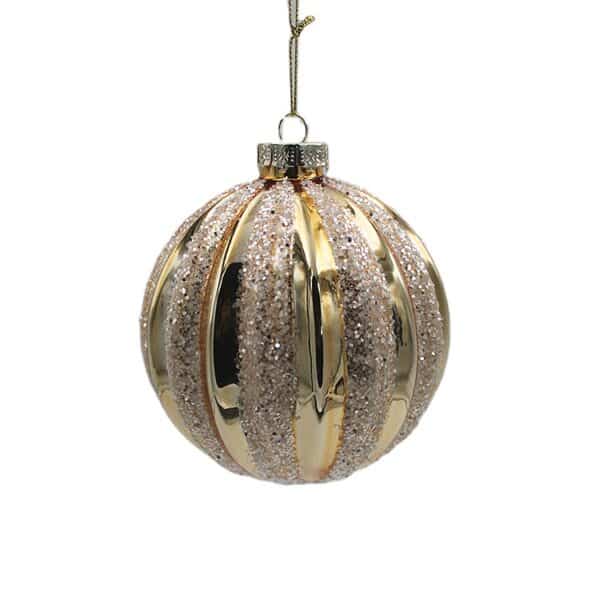 Gold Stripes - Glass Patterned Bauble