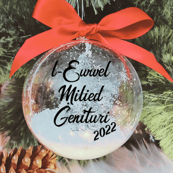L-Ewwel Milied Ġenituri - 10cm Acrylic Bauble