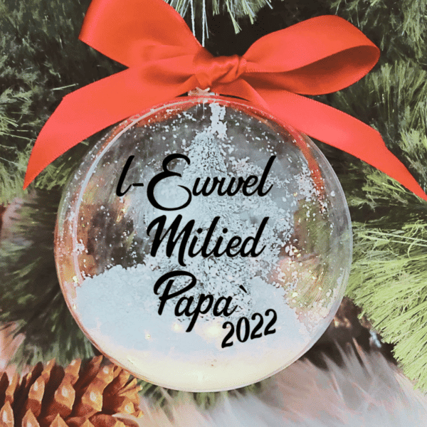 L-Ewwel Milied Papa' - 10cm Acrylic Bauble
