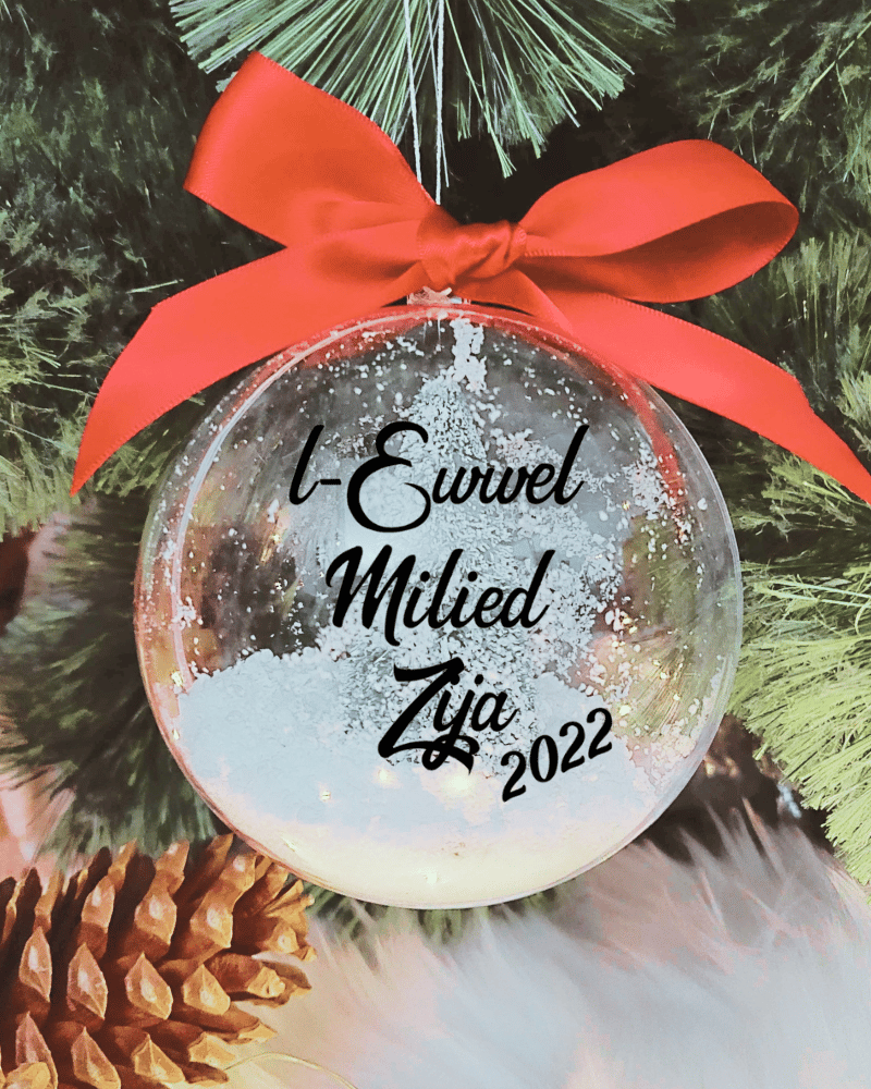 L-Ewwel Milied Zija - 10cm Acrylic Bauble