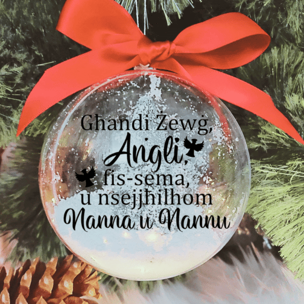 Għandi Żewġ Anġli ... Nanna u Nannu - 10cm Acrylic Bauble