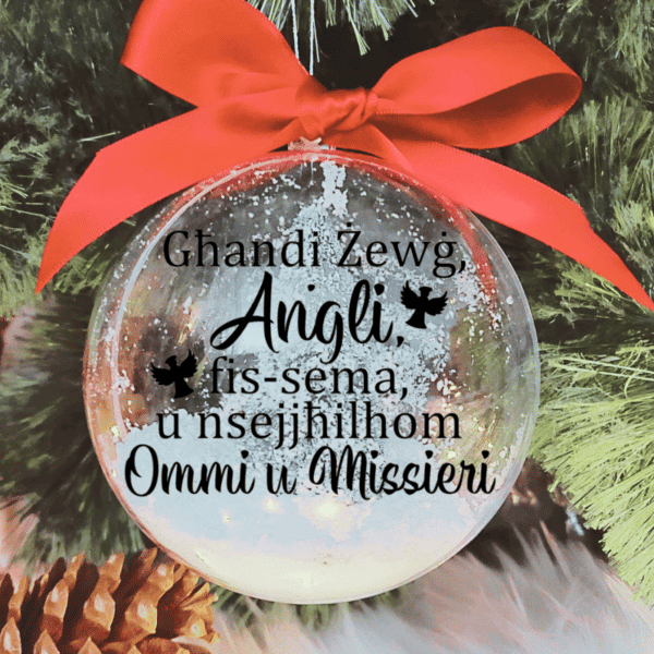 Għandi Żewġ Anġli ... Ommi u Missieri - 10cm Acrylic Bauble