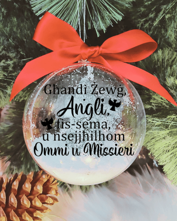 Għandi Żewġ Anġli ... Ommi u Missieri - 10cm Acrylic Bauble