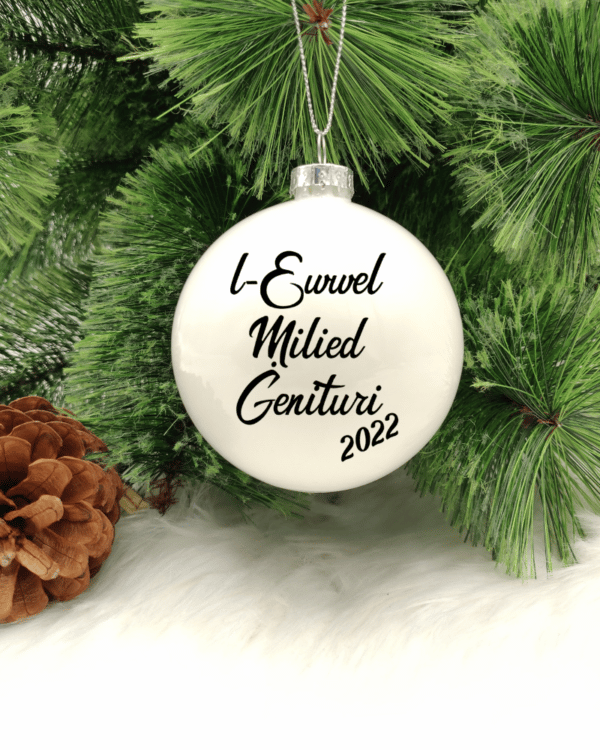 L-Ewwel Milied Ġenituri - 8cm Glass Bauble