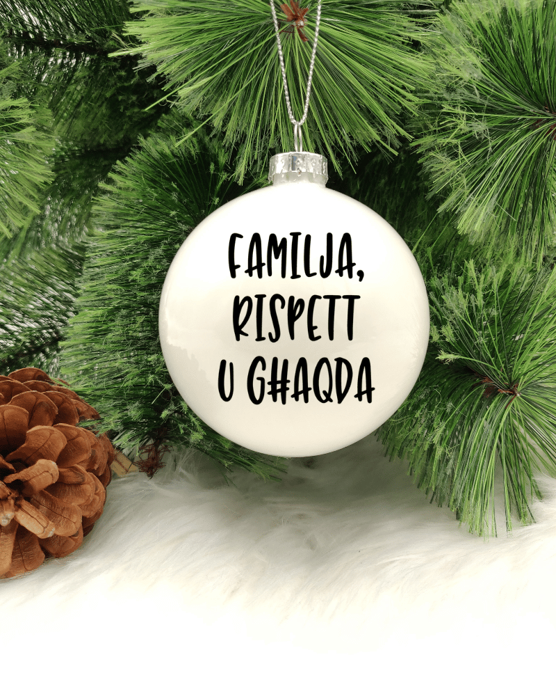 Familja, Rispett u Għaqda - 8cm Glass Bauble