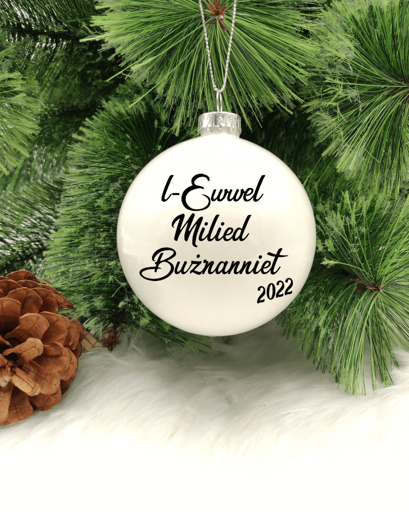 L-Ewwel Milied Bużnanniet - 8cm Glass Bauble