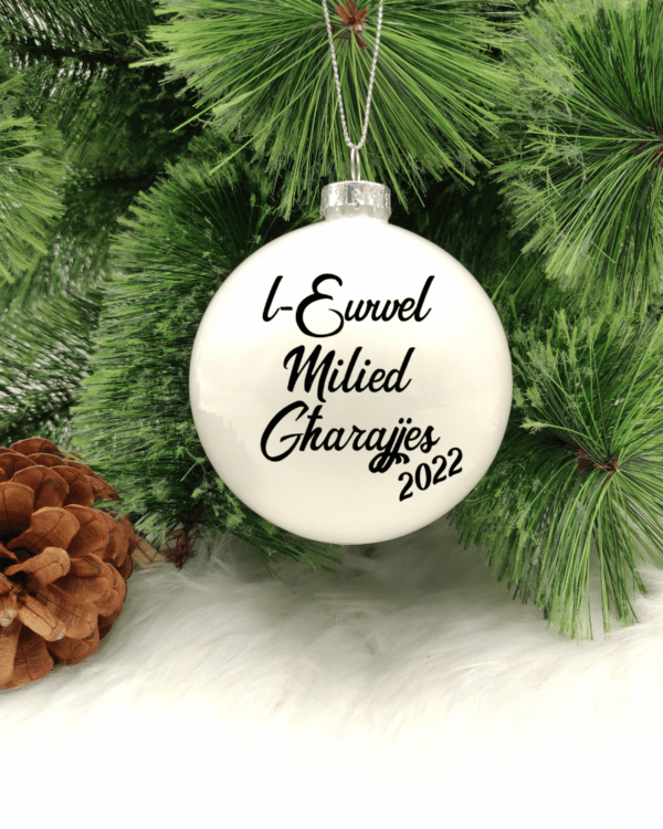 L-Ewwel Milied Għarajjes - 8cm Glass Bauble