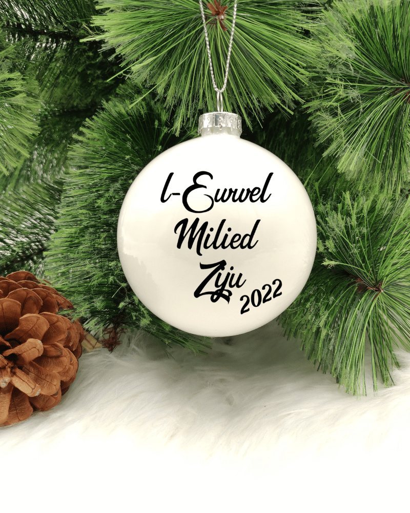 L-Ewwel Milied Ziju - 8cm Glass Bauble