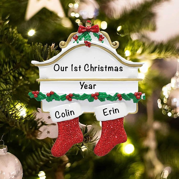 Personalized Christmas Stocking Ornament - Family of 2 - Image 2