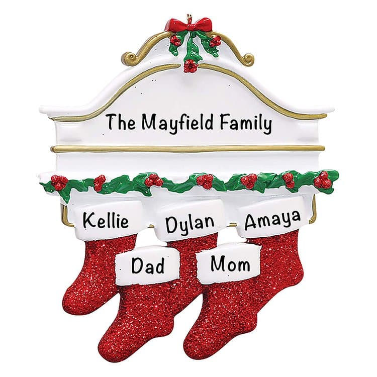 Personalized Christmas Stocking Ornament - Family of 5