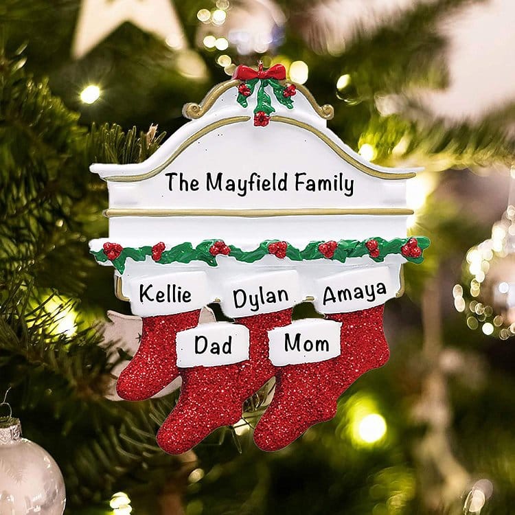 Personalized Christmas Stocking Ornament - Family of 5 - Image 2