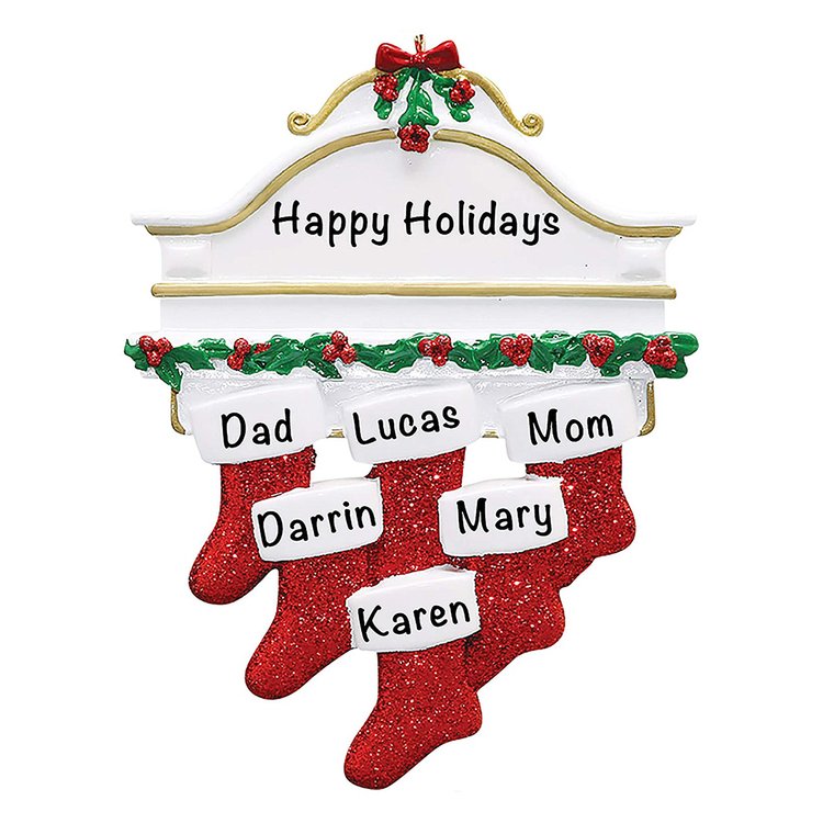 Personalized Christmas Stocking Ornament - Family of 6
