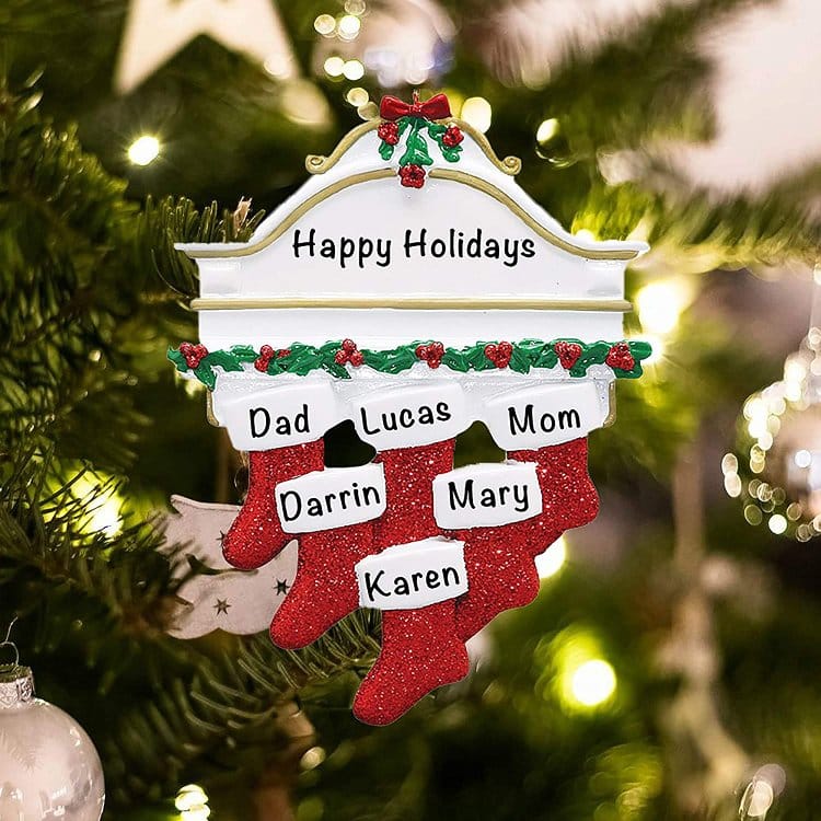 Personalized Christmas Stocking Ornament - Family of 6 - Image 2