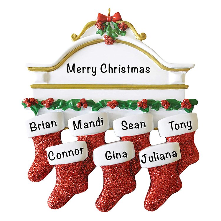 Personalized Christmas Stocking Ornament - Family of 7