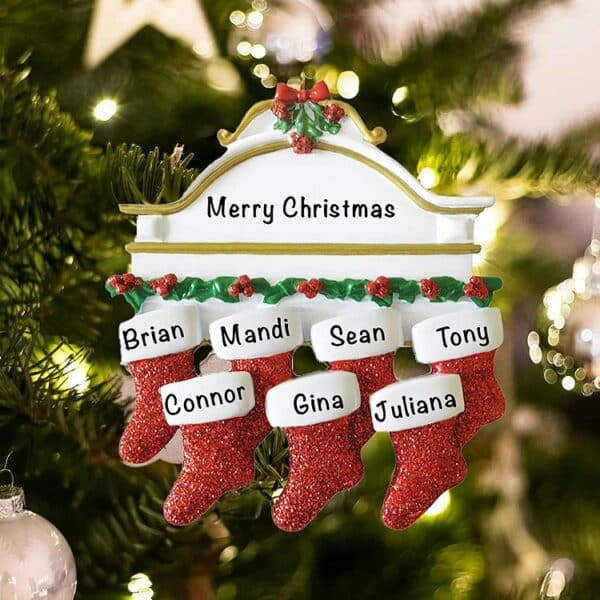 Personalized Christmas Stocking Ornament - Family of 7 - Image 2