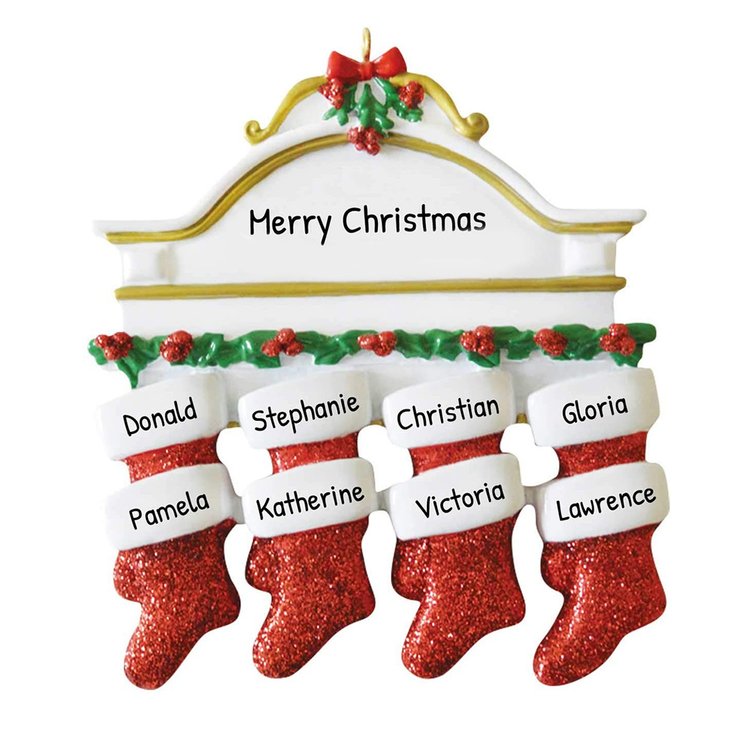 Personalized Christmas Stocking Ornament - Family of 8