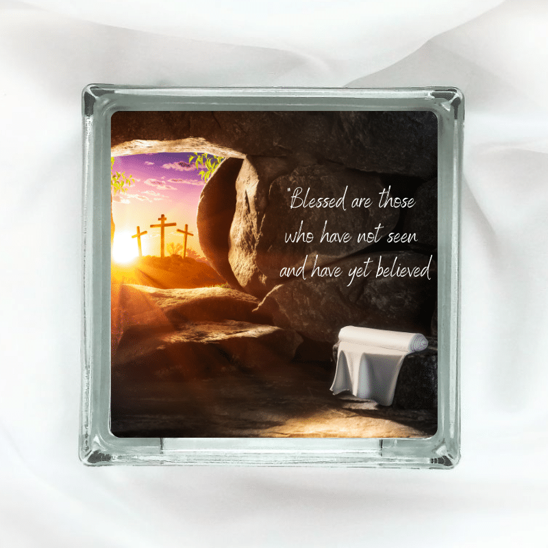 Blessed Are Those Who Believe - Glass Block