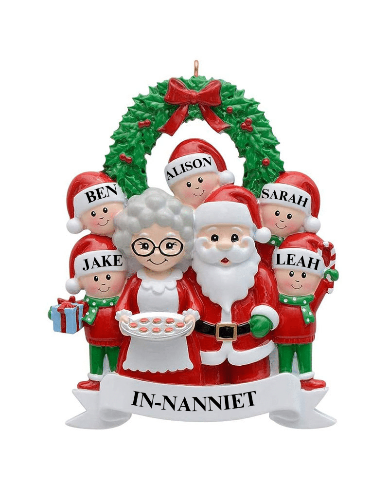 Personalized Christmas Family Ornament - 5 Children