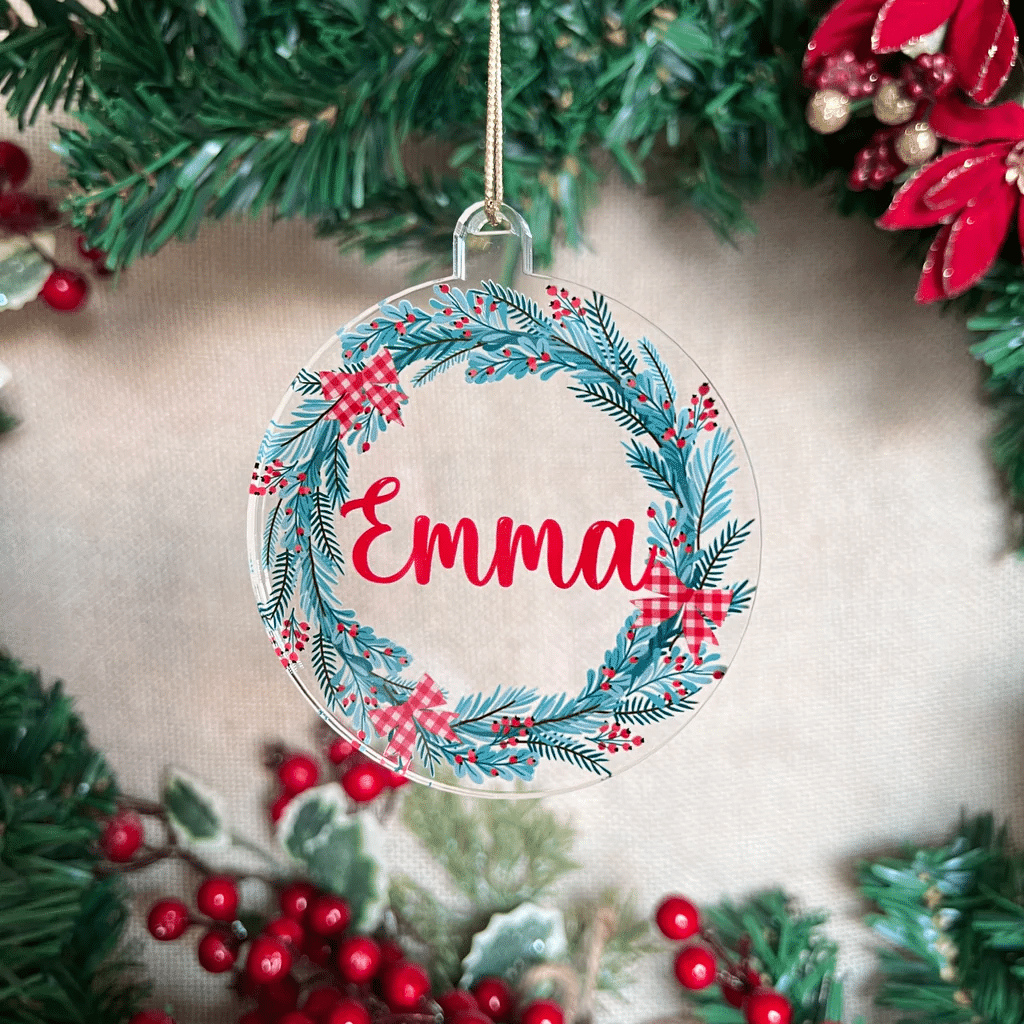 Bow Wreath - Acrylic Ornament
