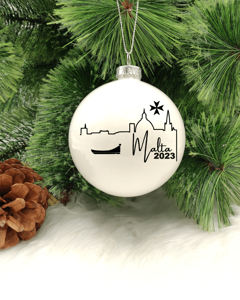 Malta Skyline - 8cm Glass Bauble