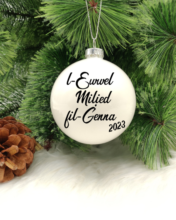 L-Ewwel Milied fil-Ġenna - 8cm Glass Bauble
