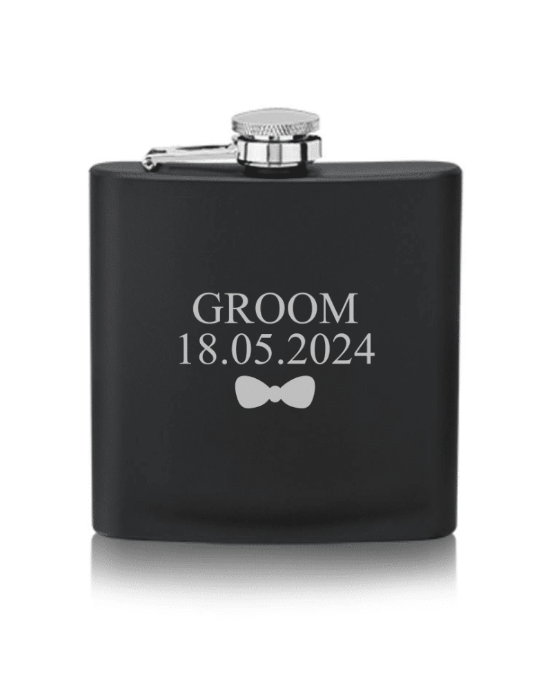 Black Rectangular Flask With Role & Date