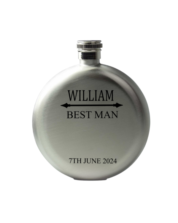 Silver Round Flask With Arrow Design