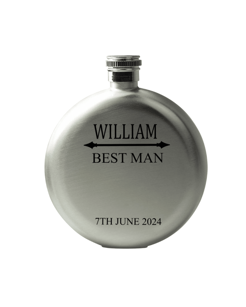 Silver Round Flask With Arrow Design