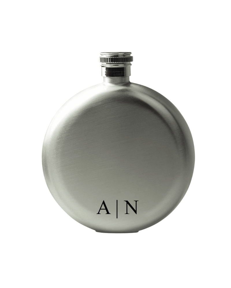 Silver Round Flask With Initials