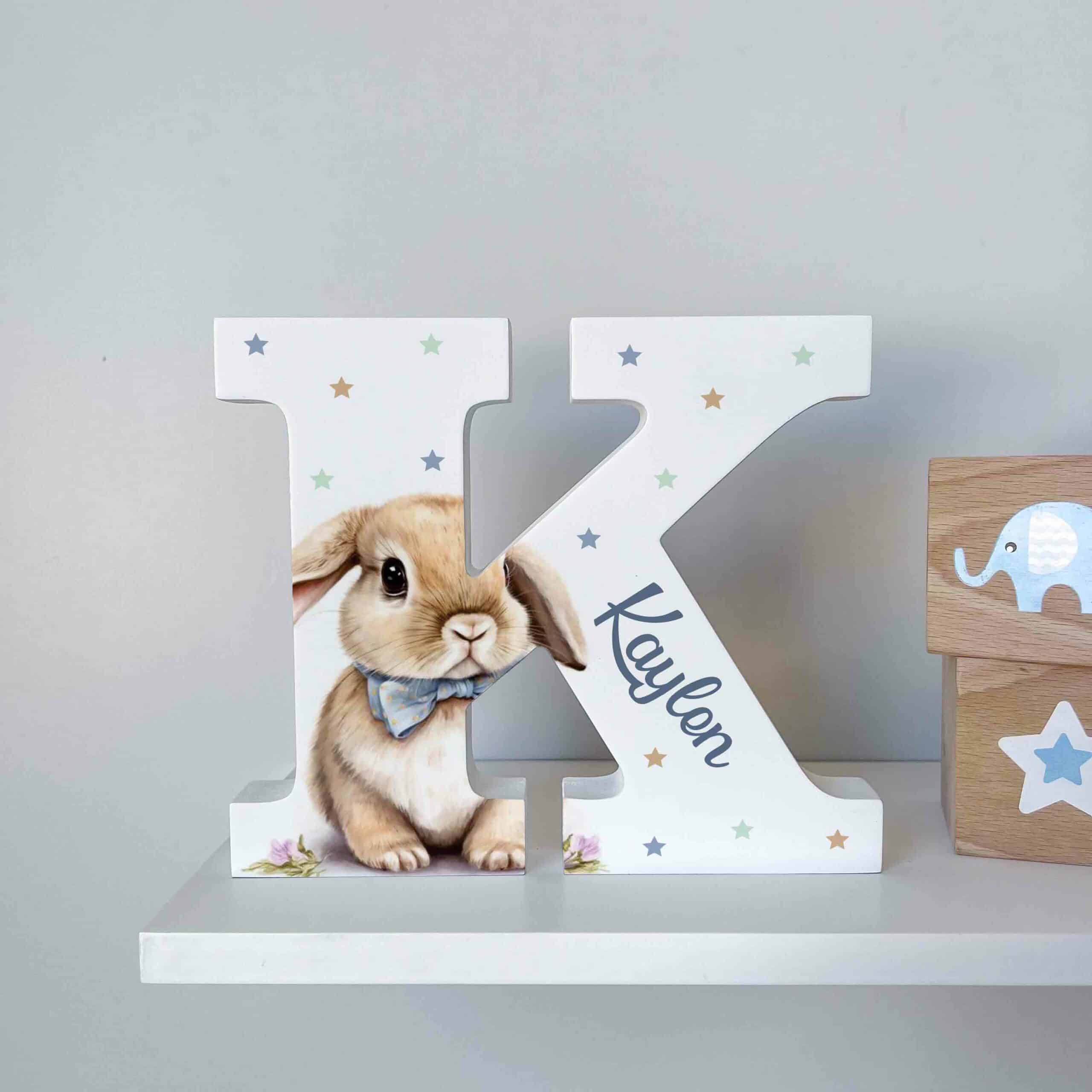Elegant Bunny - Initial Wooden Letter