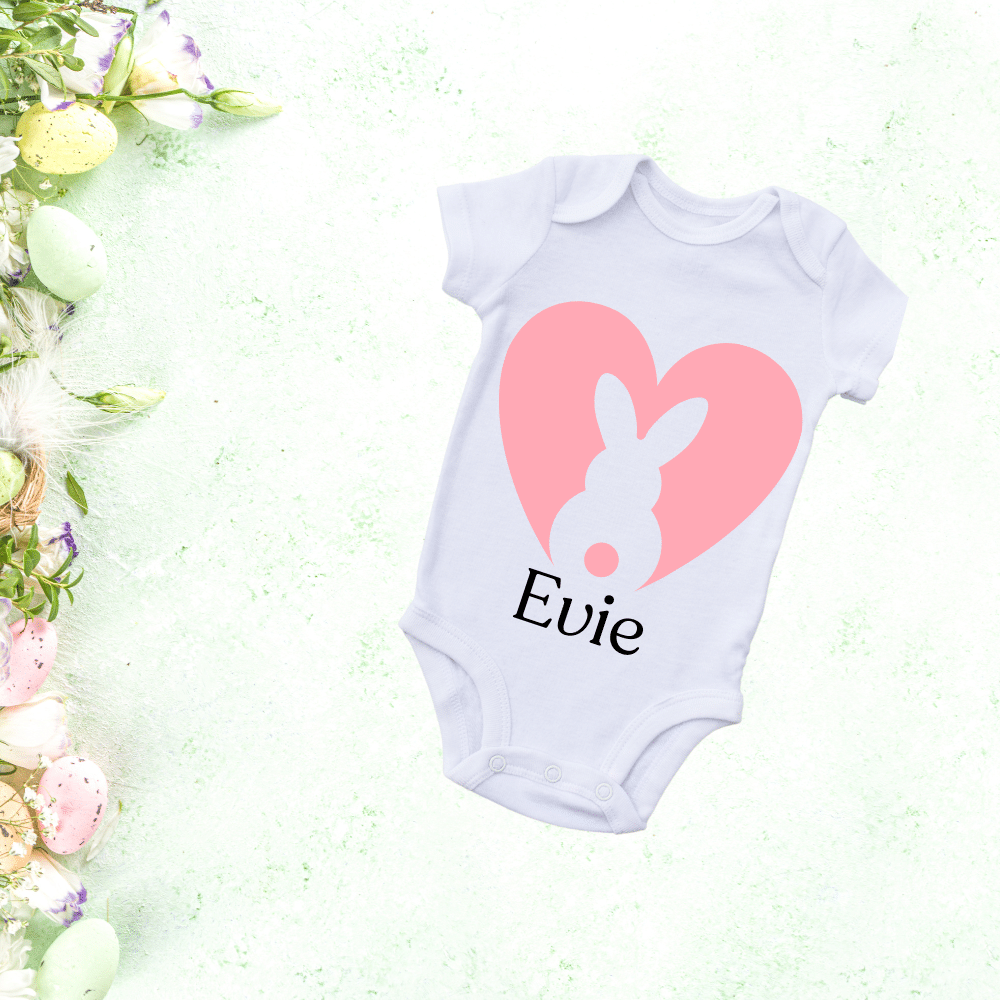 Pink Bunny Heart - Baby Grow
