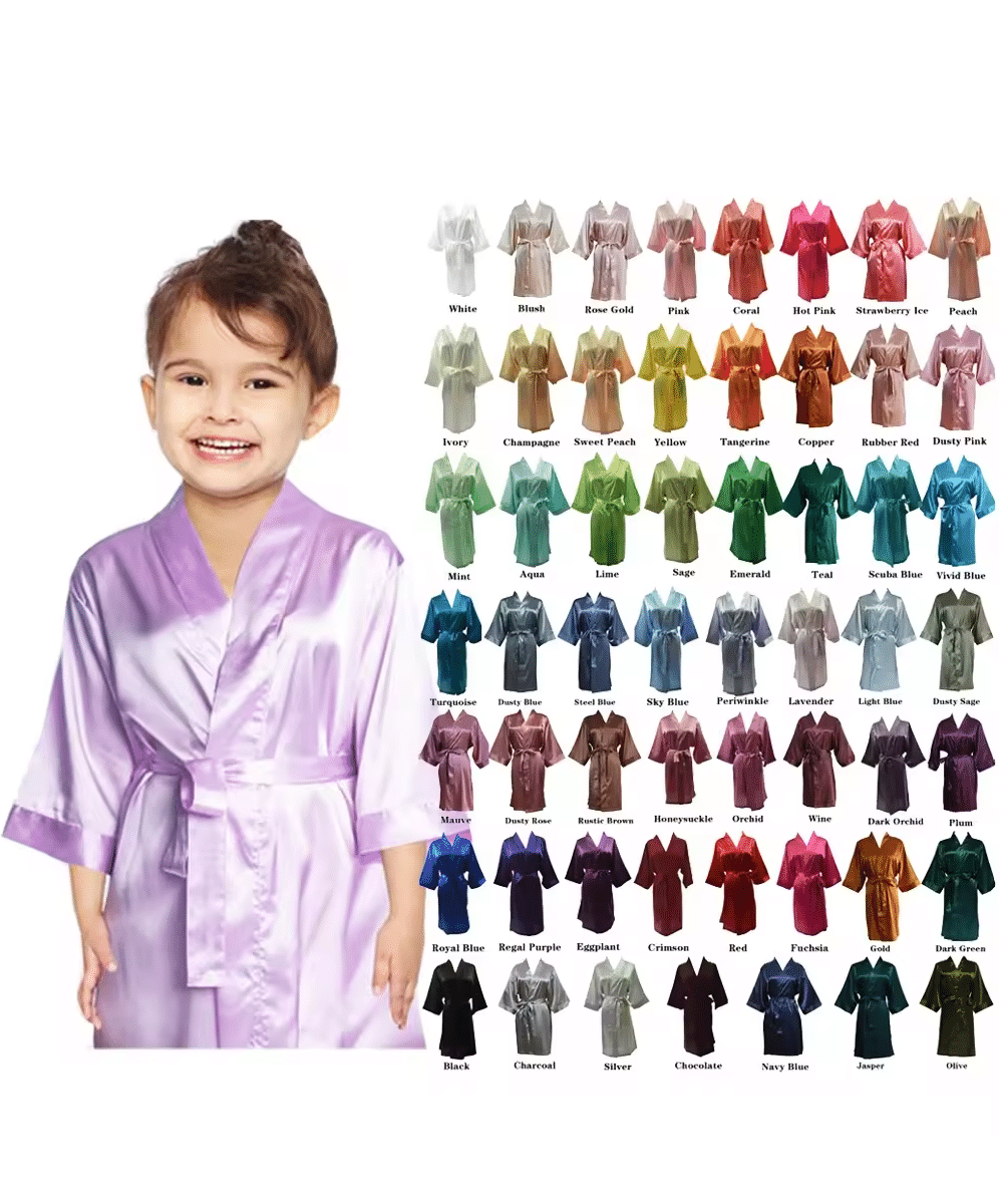 Junior Satin Dressing Gowns - 55 Colours (Age 10 to 16)