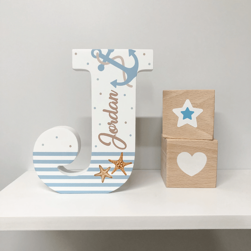 Pastel Marine - Initial Wooden Letter