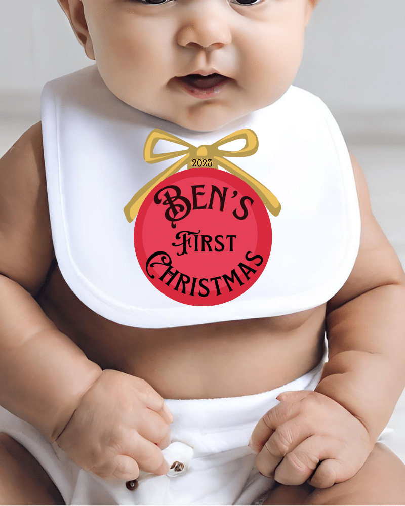 Red Bauble - Personalised Christmas Bib