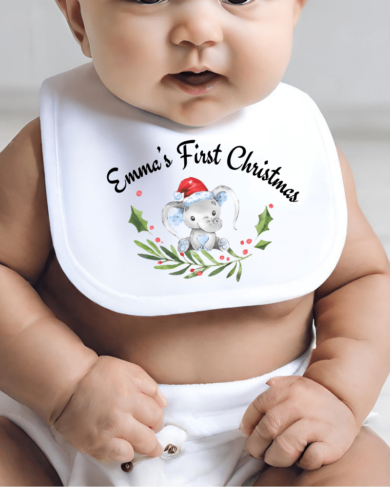 Baby Elephant - Personalised Christmas Bib