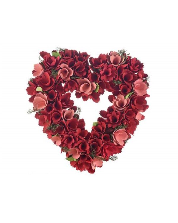 Heart Wreath with wooden flowers