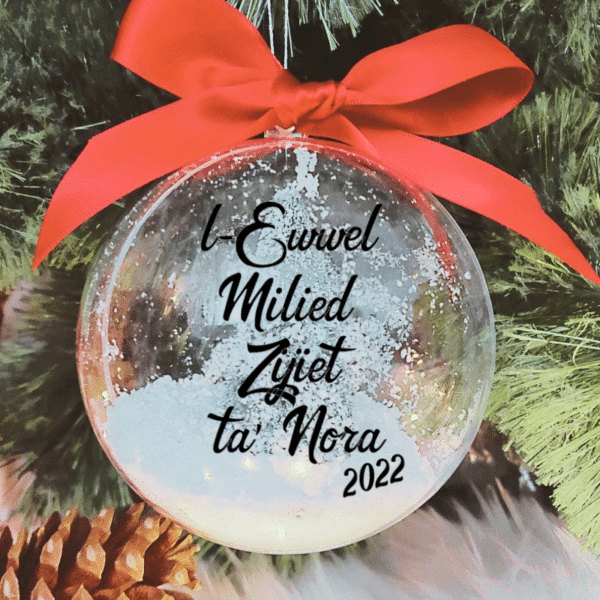 L-Ewwel Milied Zijiet ta' ... Personalised with Name  - 10cm Acrylic Bauble