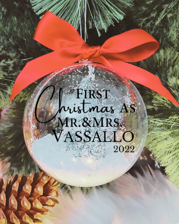 First Christmas Mr & Mrs Personalised Name - 10cm Acrylic Bauble