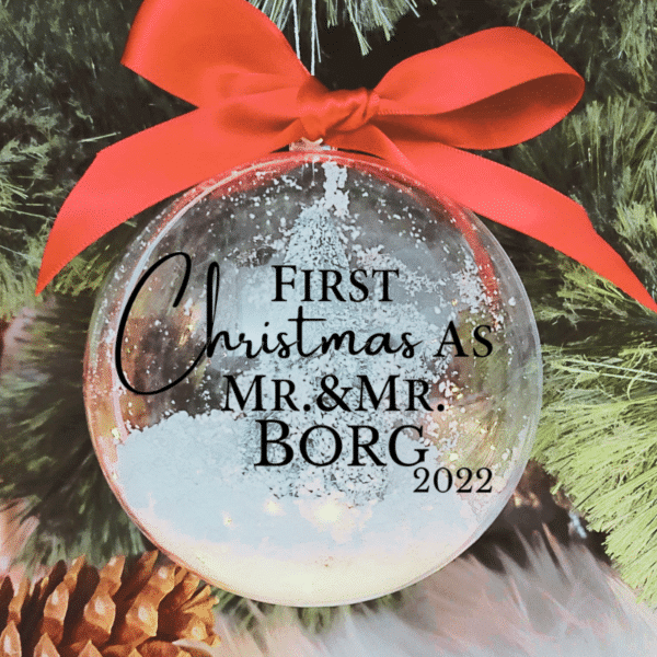 First Christmas Mr & Mr Personalised Name - 10cm Acrylic Bauble