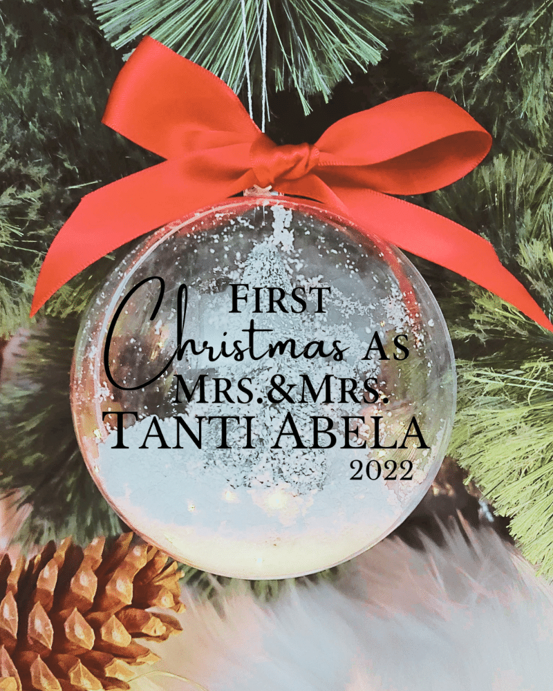 First Christmas Mrs & Mrs Personalised Name - 10cm Acrylic Bauble