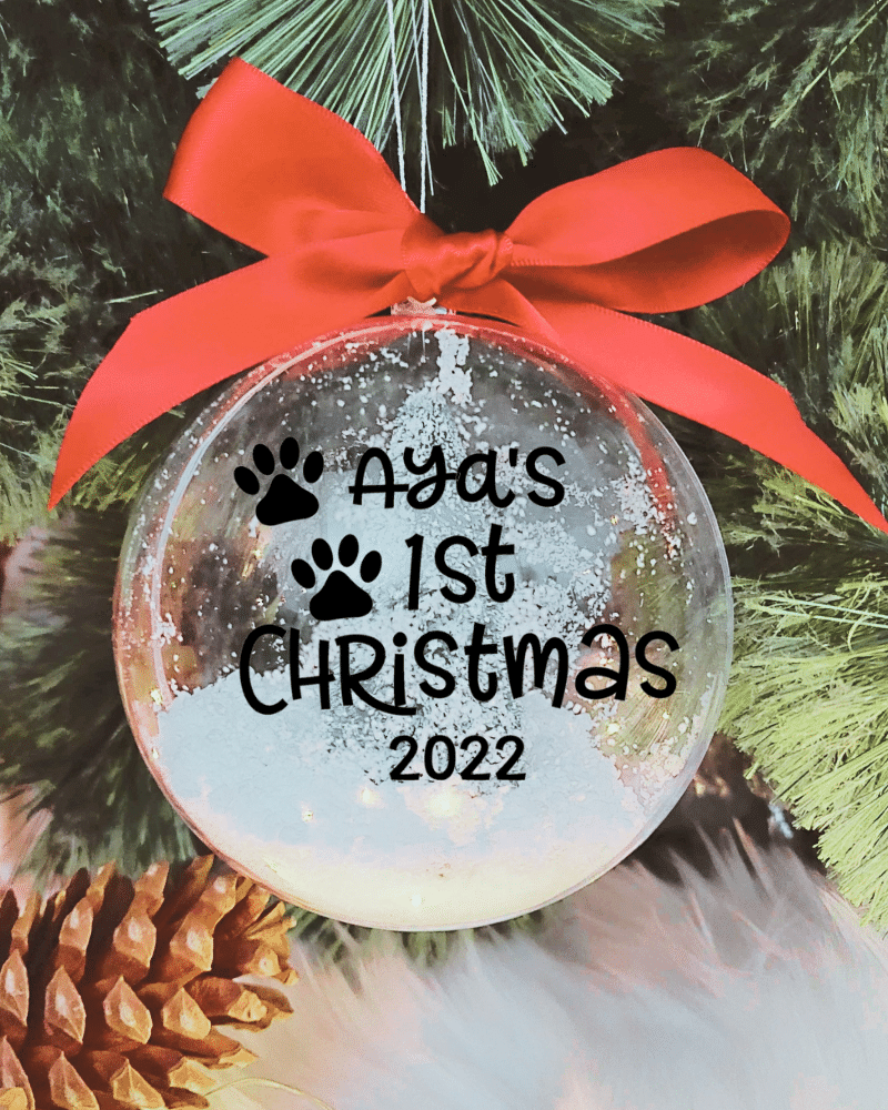 First Christmas Personalised with Paws - 10cm Acrylic Bauble