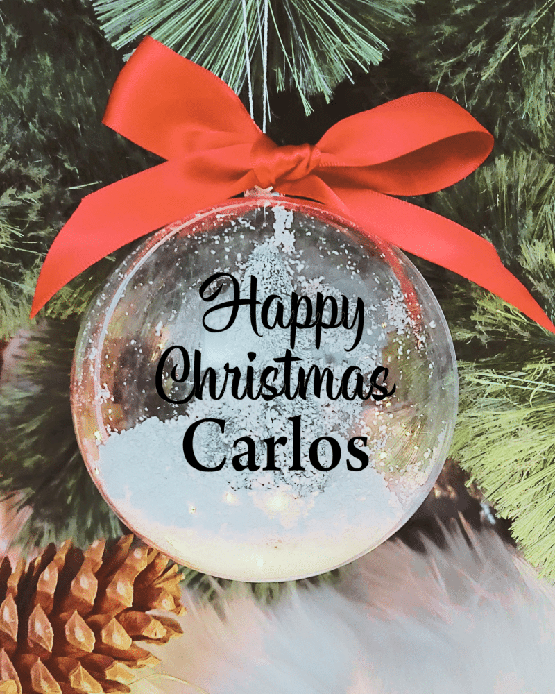Happy Christmas Personalised with Name - 10cm Acrylic Bauble