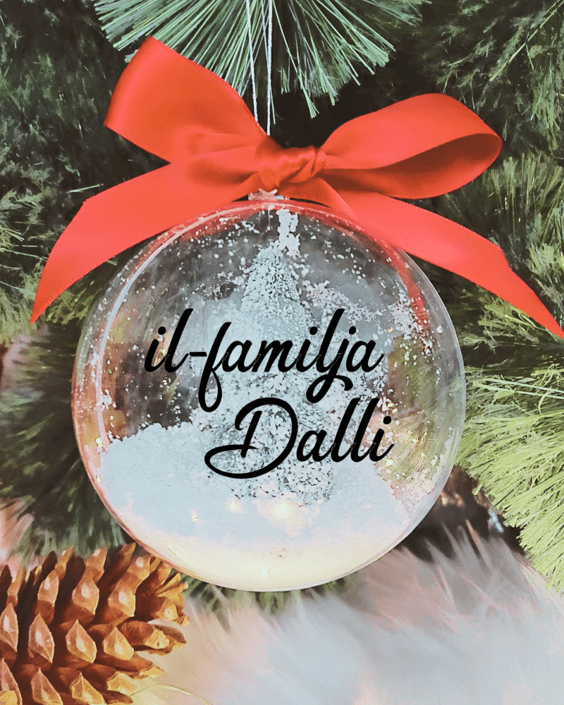 Il-Familja Personalised with Name - 10cm Acrylic Bauble