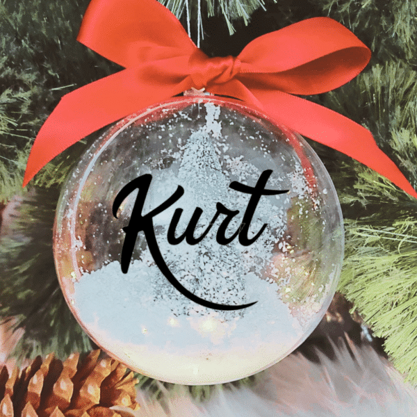 Personalised with Font Name Kurt - 10cm Acrylic Bauble