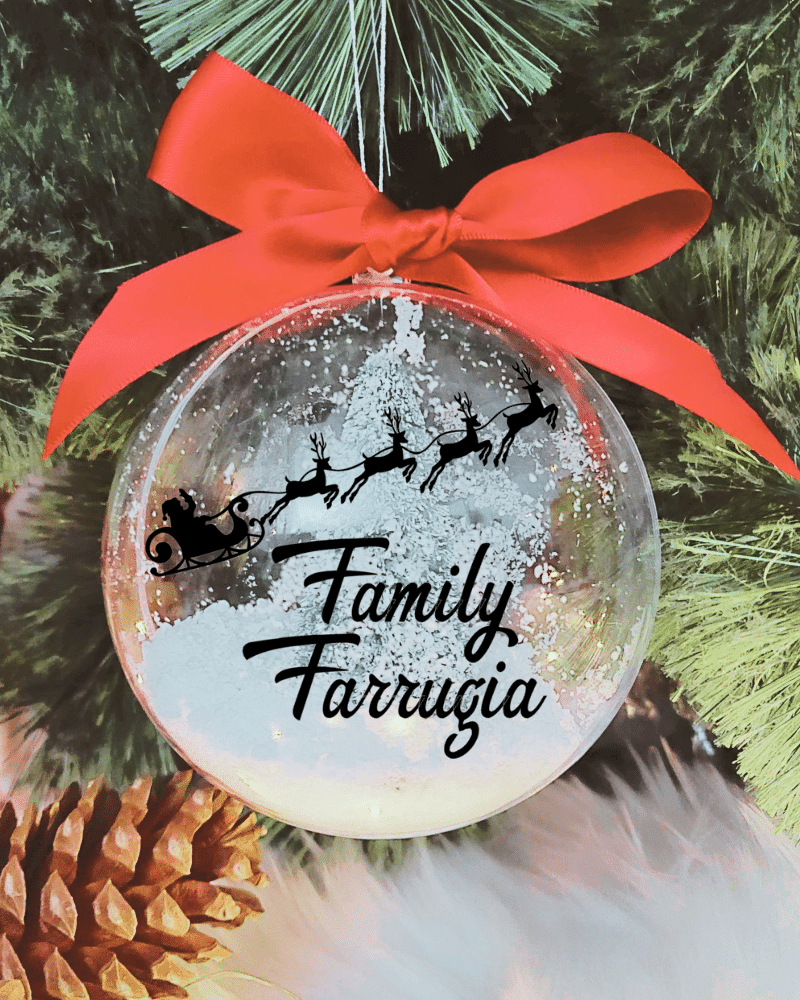 Personalised Sleigh Family... - 10cm Acrylic Bauble