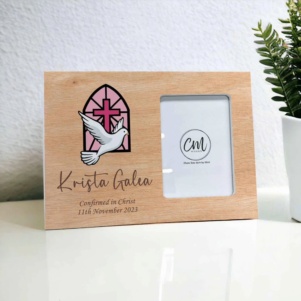 Holy Confirmation Pink Dove Frame